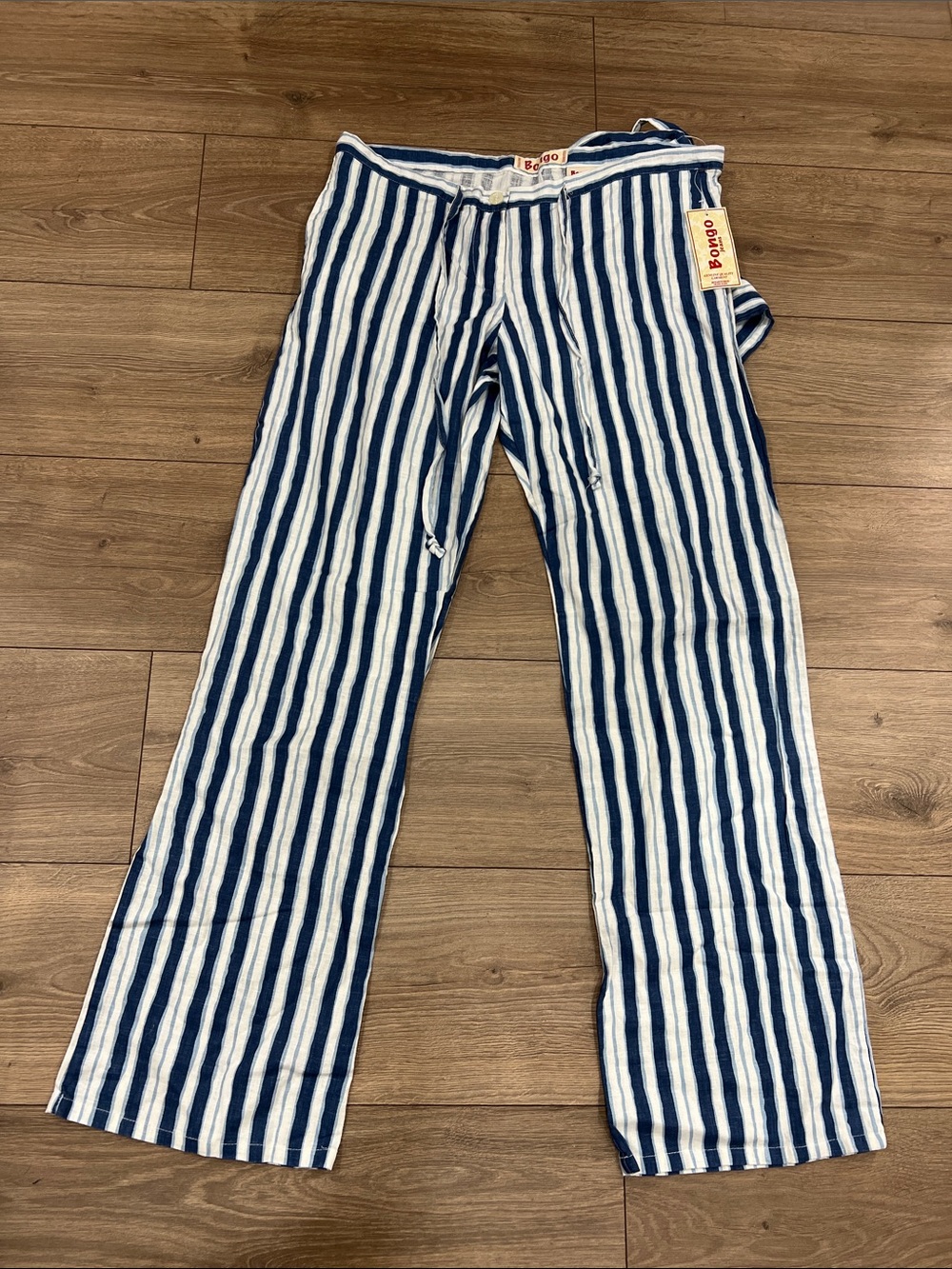 BONGO Navy & White Vertical Stripe Lounge Pants